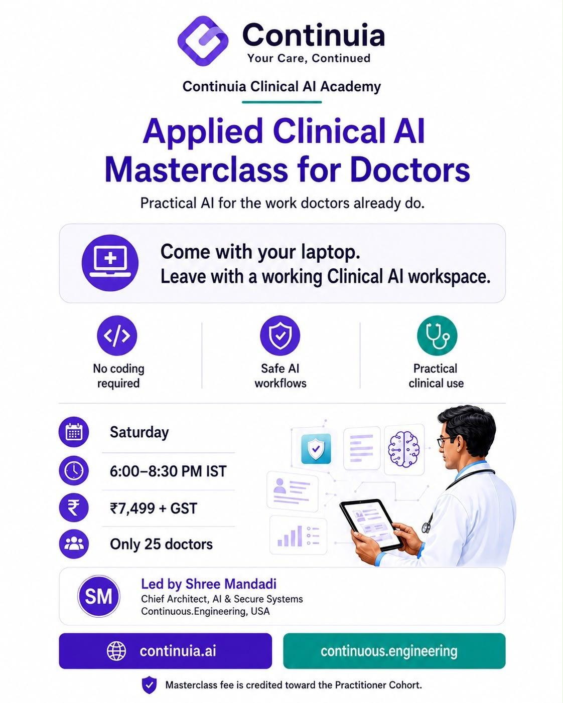 Applied Clinical AI Masterclass for Doctors flyer